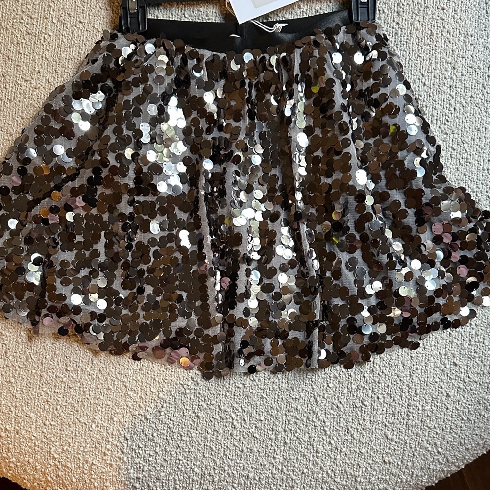 Rachel Parcell Silver and Black Sequin Mini Skirt